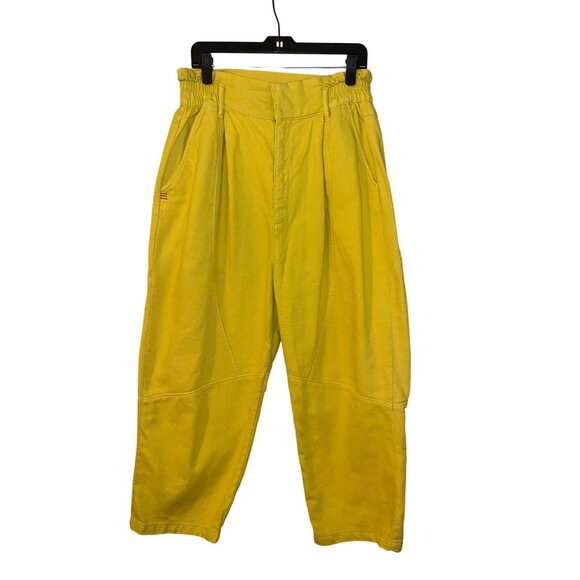 Urban Outfitters Women’s Cropped Utility Pants Size L, Bright Yellow,100% Cotton - Picture 1 of 16